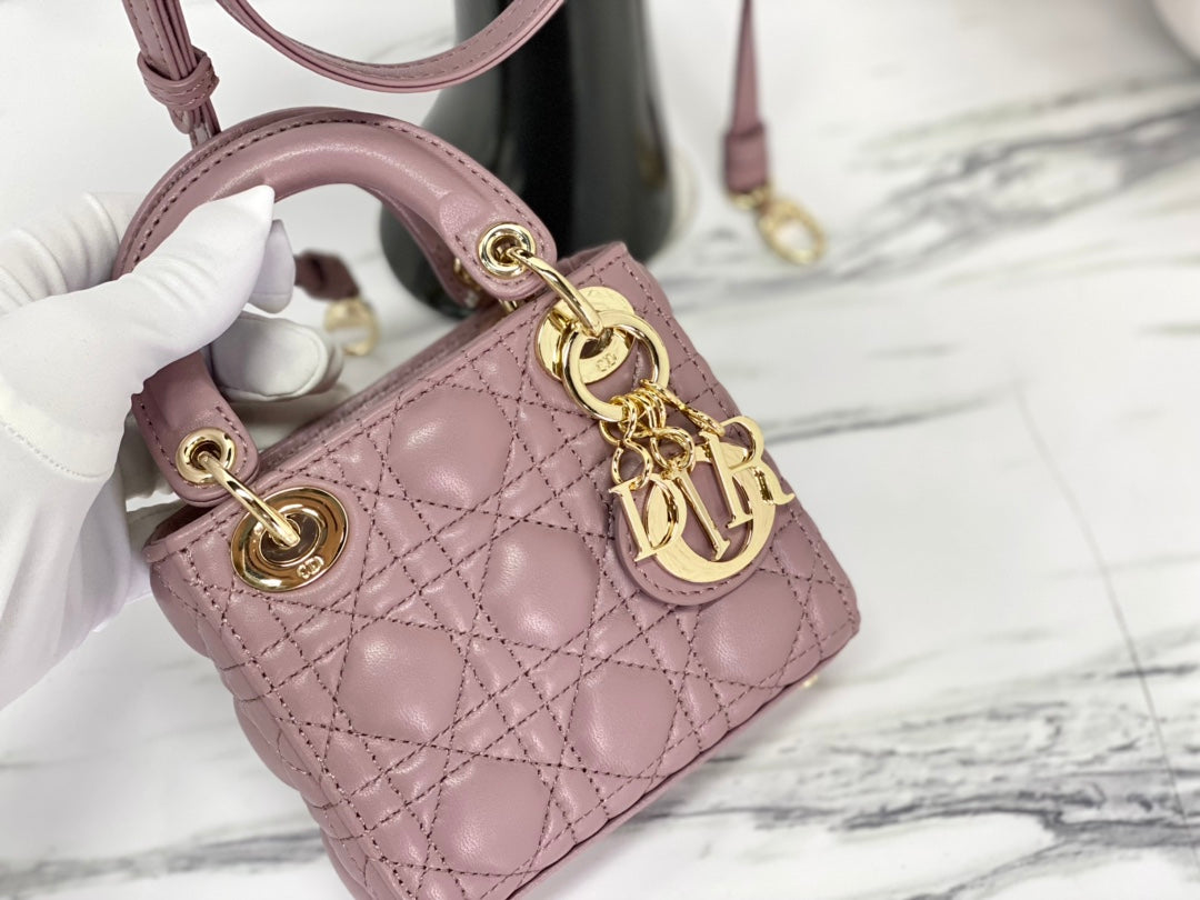 Luxury DiorMICRO LADY 12 BAG IN LIGHT PURPLE LAMBSKIN