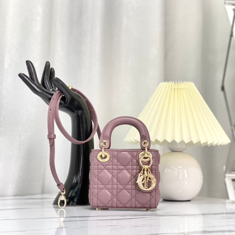 Luxury DiorMICRO LADY 12 BAG IN LIGHT PURPLE LAMBSKIN