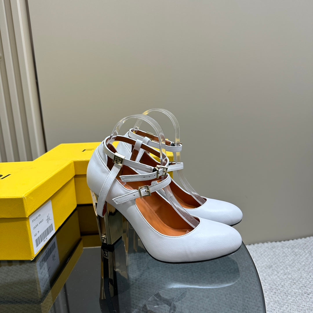 Luxury FendiLuxury FendiDELFINA HIGH-HEELED 85 MM SANDAL IN WHITE LAMBSKIN