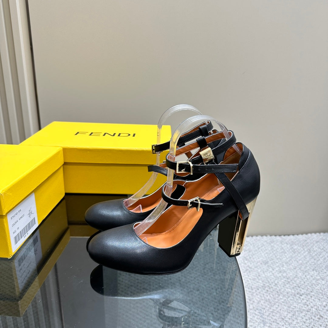 Luxury FendiLuxury FendiDELFINA HIGH-HEELED 85 MM SANDAL IN BLACK LAMBSKIN