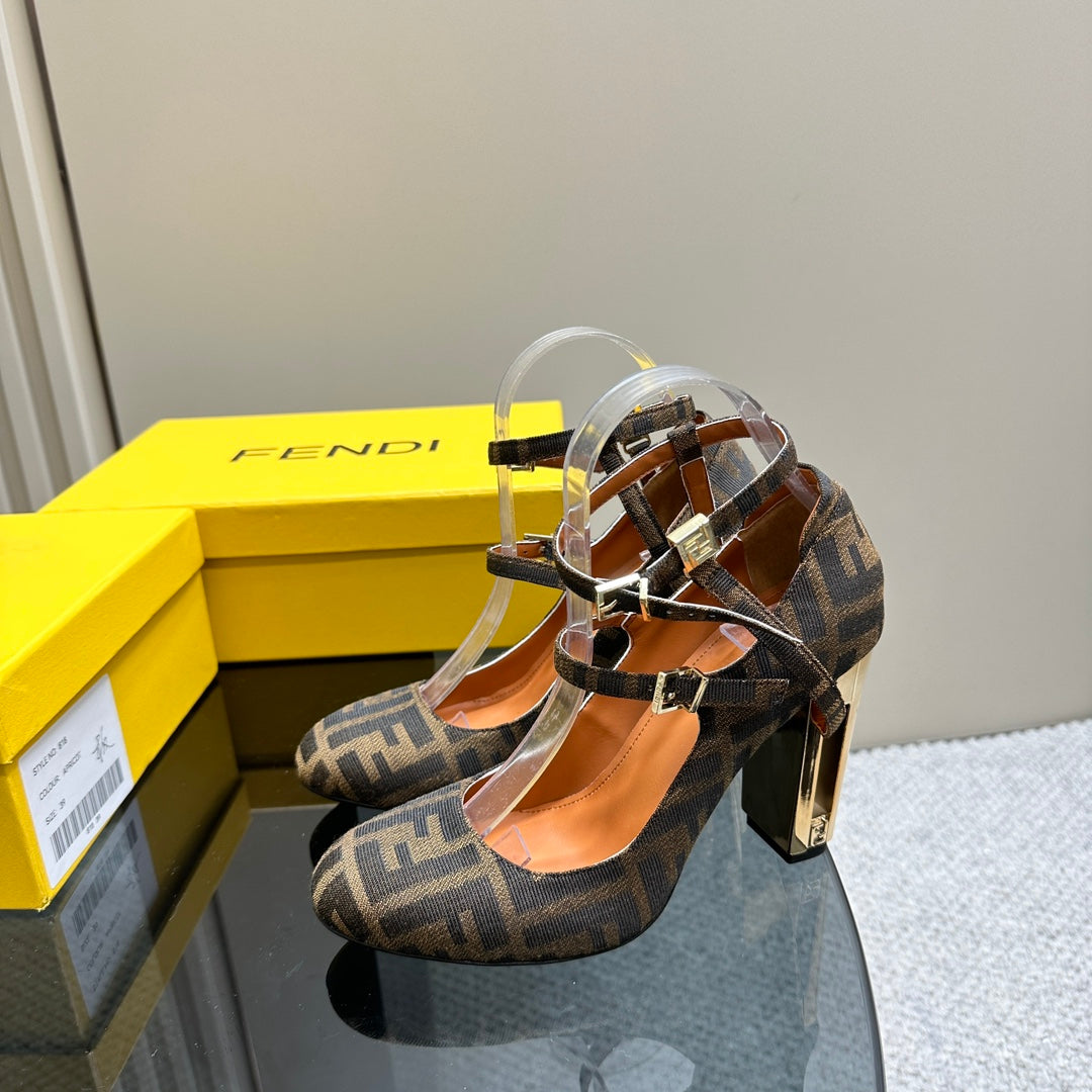 Luxury FendiLuxury FendiDELFINA HIGH-HEELED 85 MM SANDAL IN BROWN MONOGRAM FF CANVAS