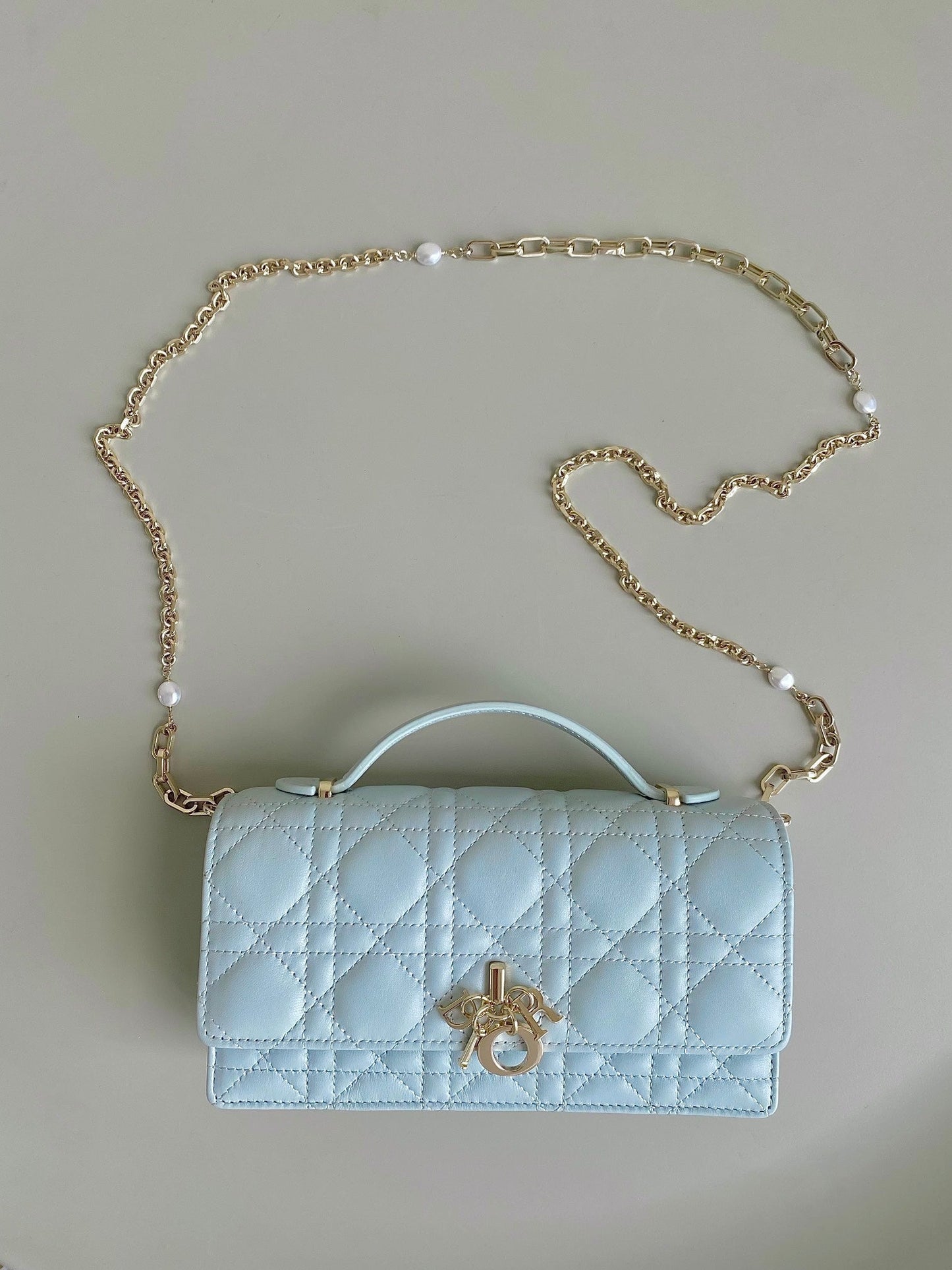 Luxury DiorLADY 21 CHAIN BAG IN LIGHT BLUE LAMBSKIN