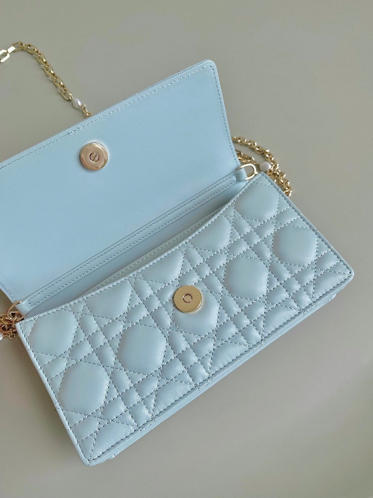 Luxury DiorLADY 21 CHAIN BAG IN LIGHT BLUE LAMBSKIN