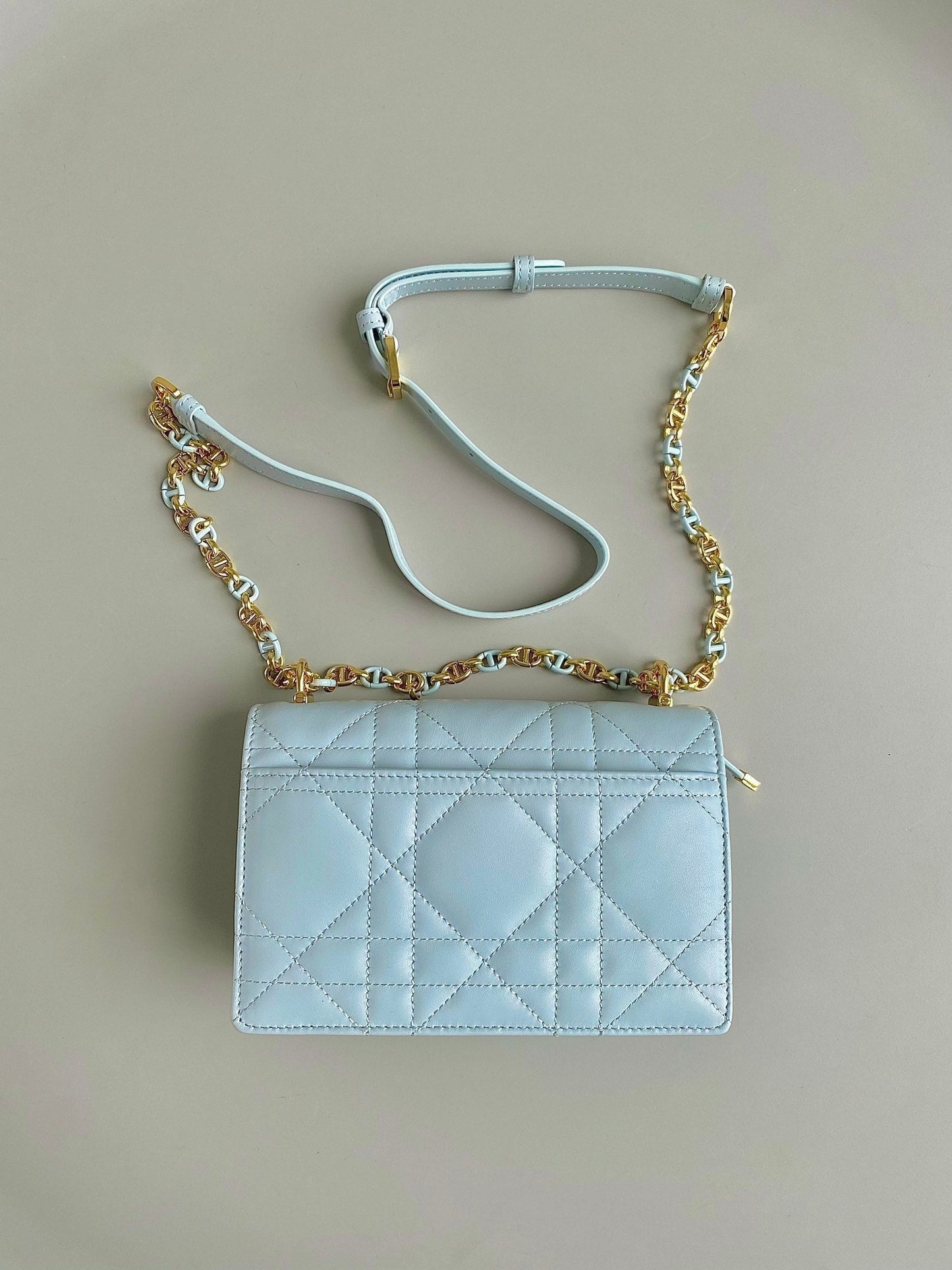 Luxury DiorMISS CARO 17 CHAIN BAG IN LIGHT BLUE LAMBSKIN