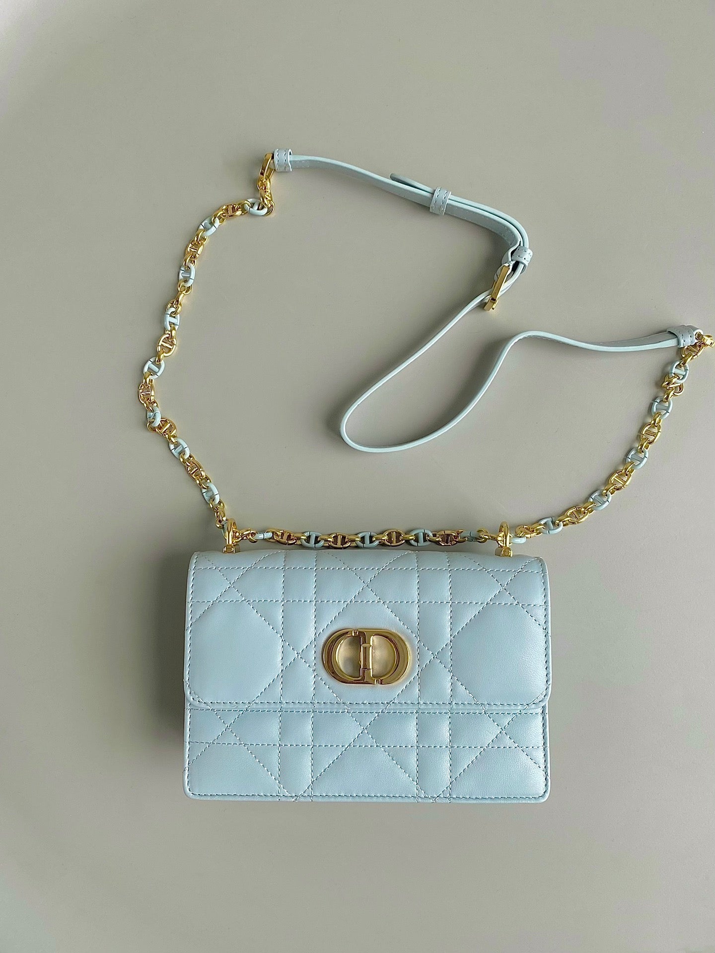 Luxury DiorMISS CARO 17 CHAIN BAG IN LIGHT BLUE LAMBSKIN