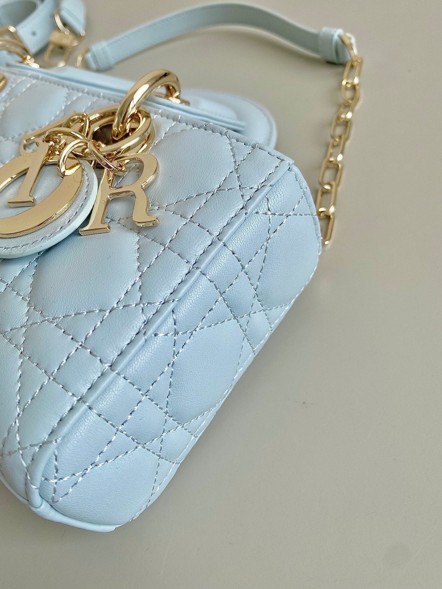 Luxury DiorD-JOY BAG 22 IN LIGHT BLUE LAMBSKIN