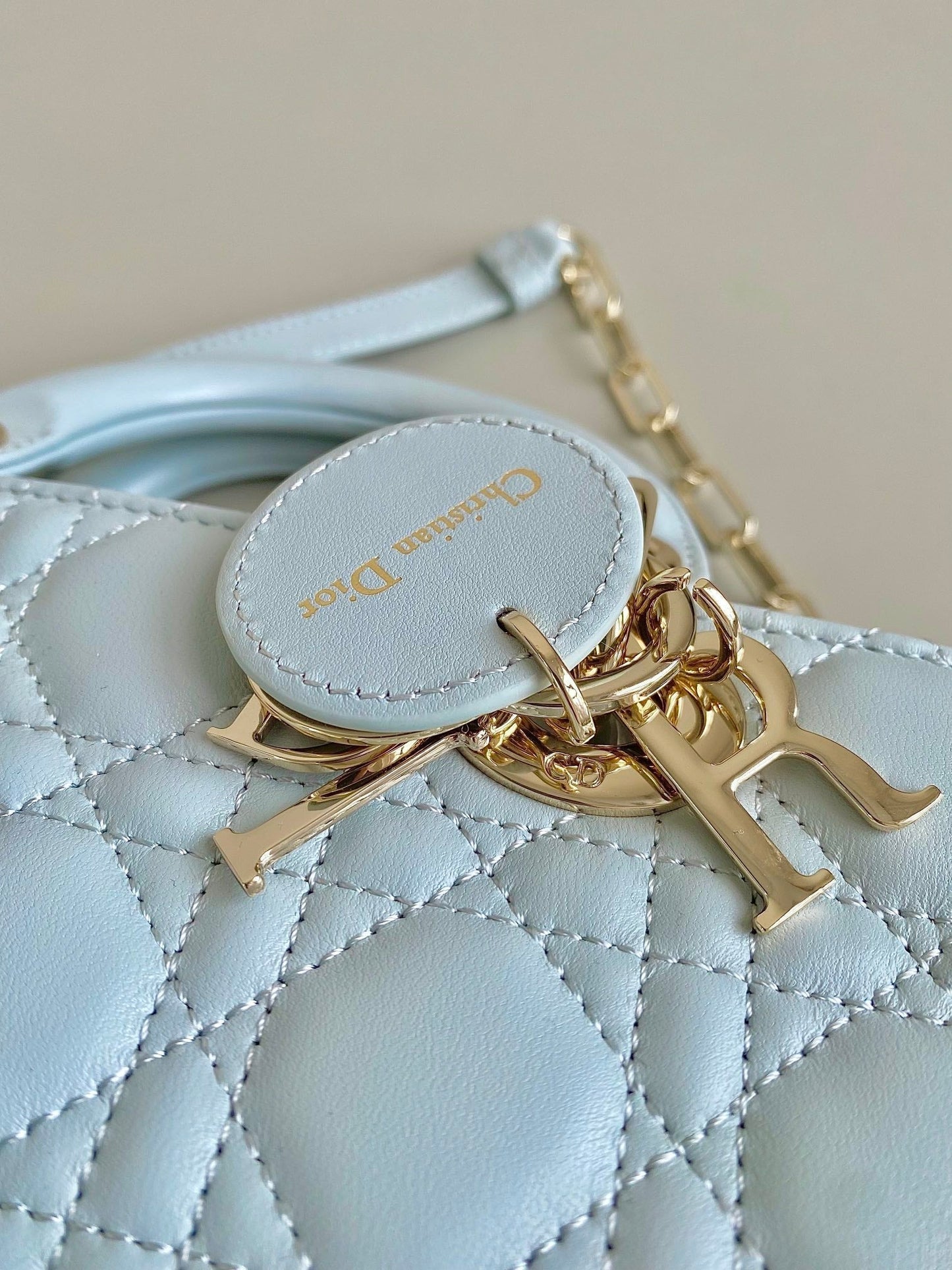 Luxury DiorD-JOY BAG 22 IN LIGHT BLUE LAMBSKIN