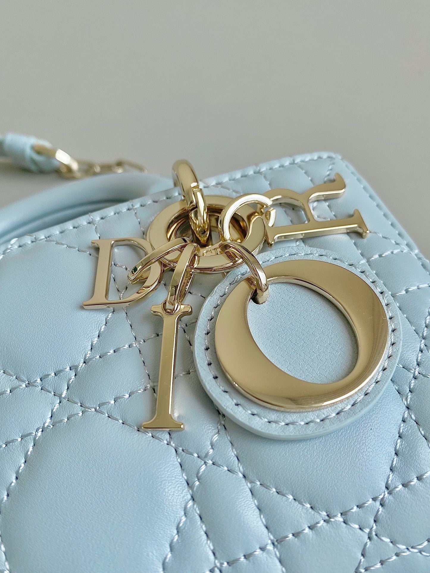 Luxury DiorMINI D-JOY BAG 17 IN LIGHT BLUE LAMBSKIN