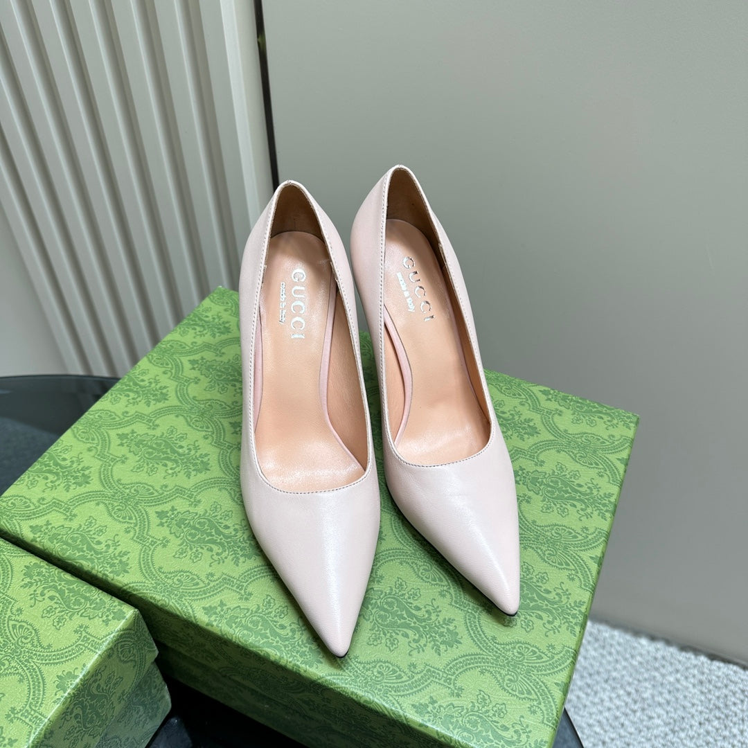 Luxury Gucci GG 105 BASIC HIGH HEEL CREAMY WHITE LAMBSKIN