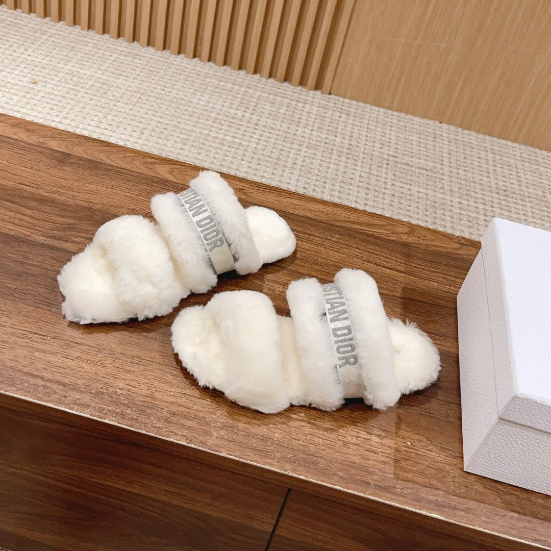 Luxury DiorSandal White Grey Fleece And Canvas Fabric