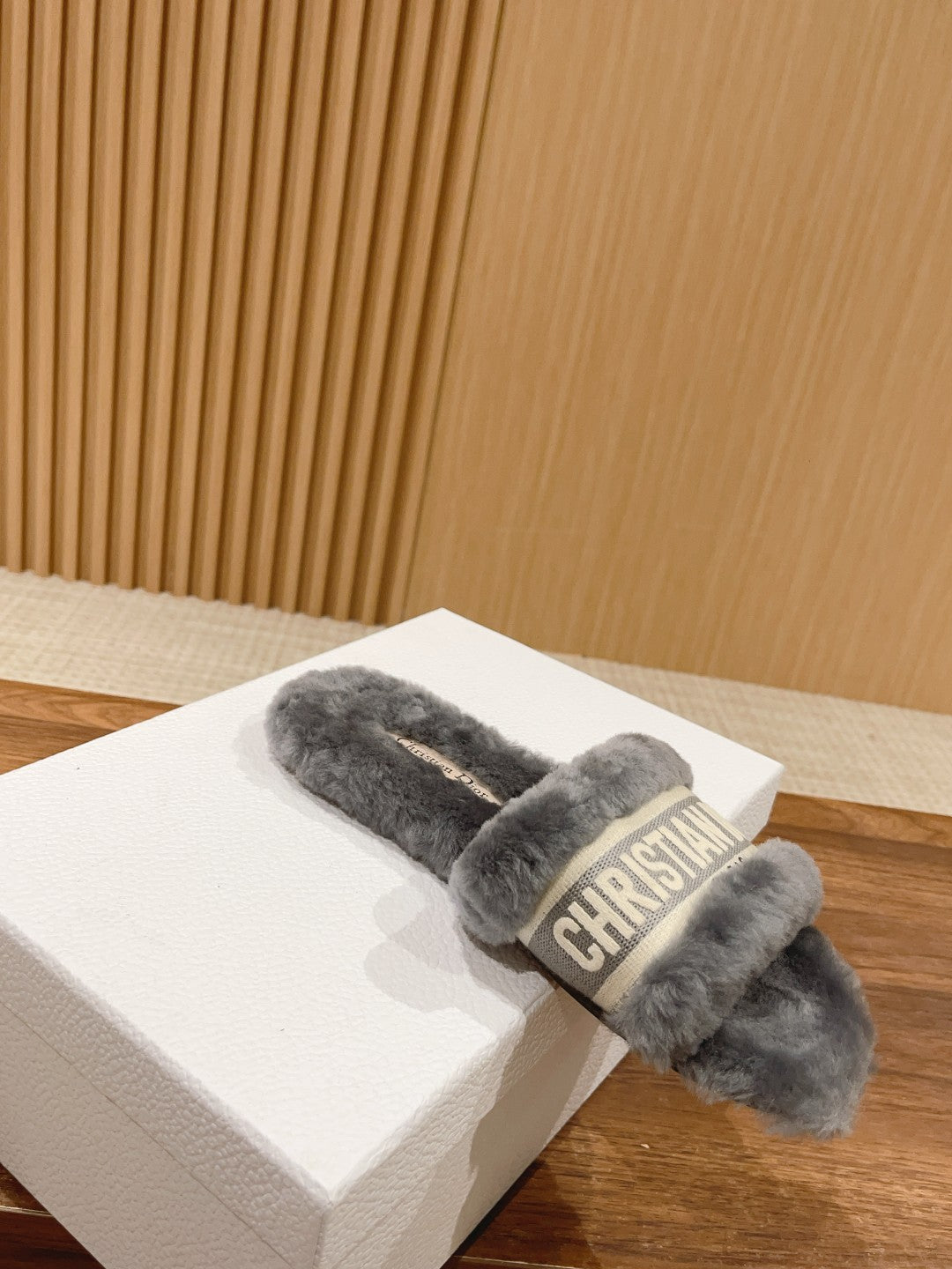 Luxury DiorDway Slide Grey Fleece Lining And Canvas Fabric