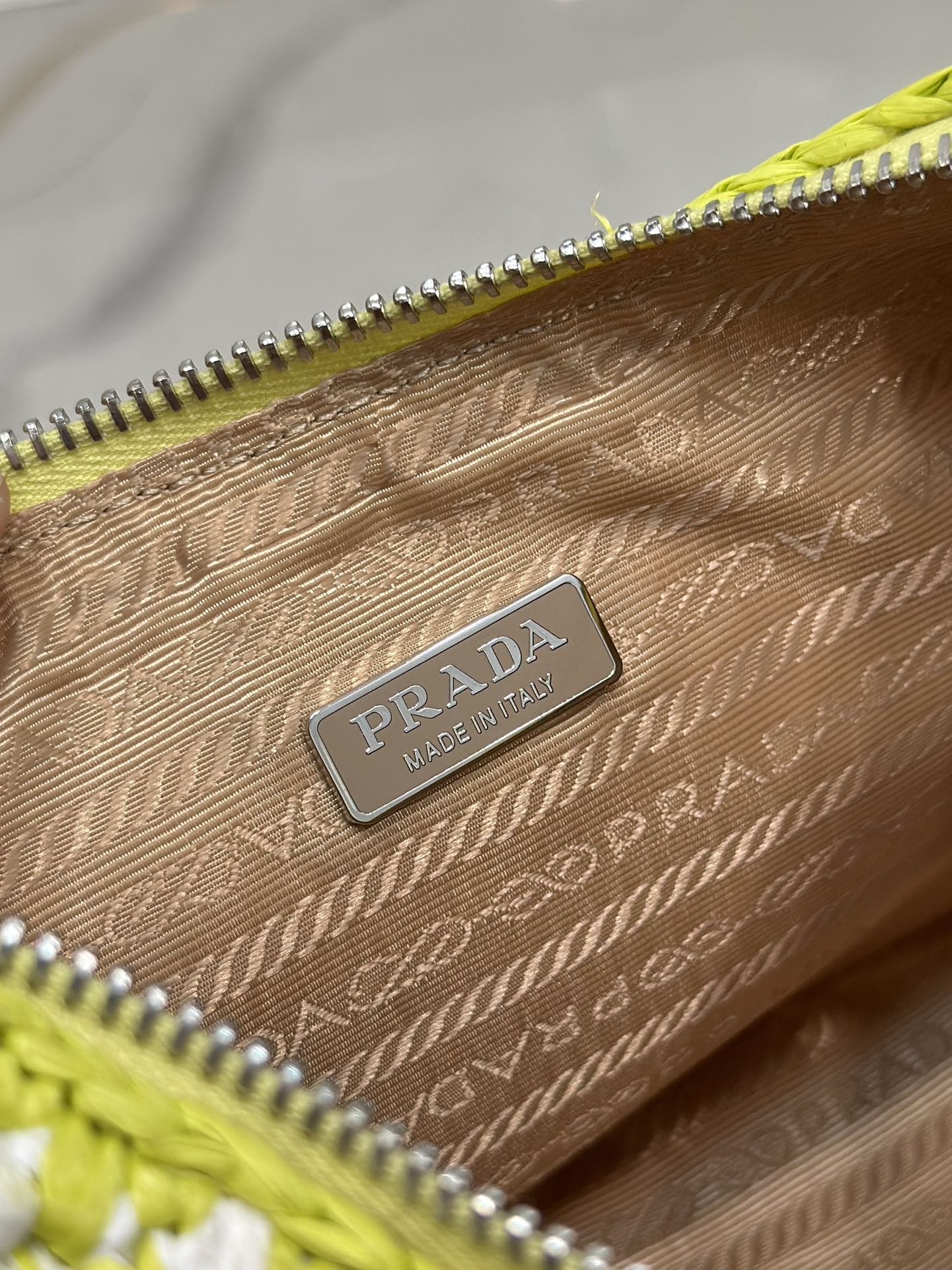 Luxury PradaCROCHET HOBO BAG 22 IN VOLT GREEN MIX WHITE RAFFIA SILVER HARDWARE