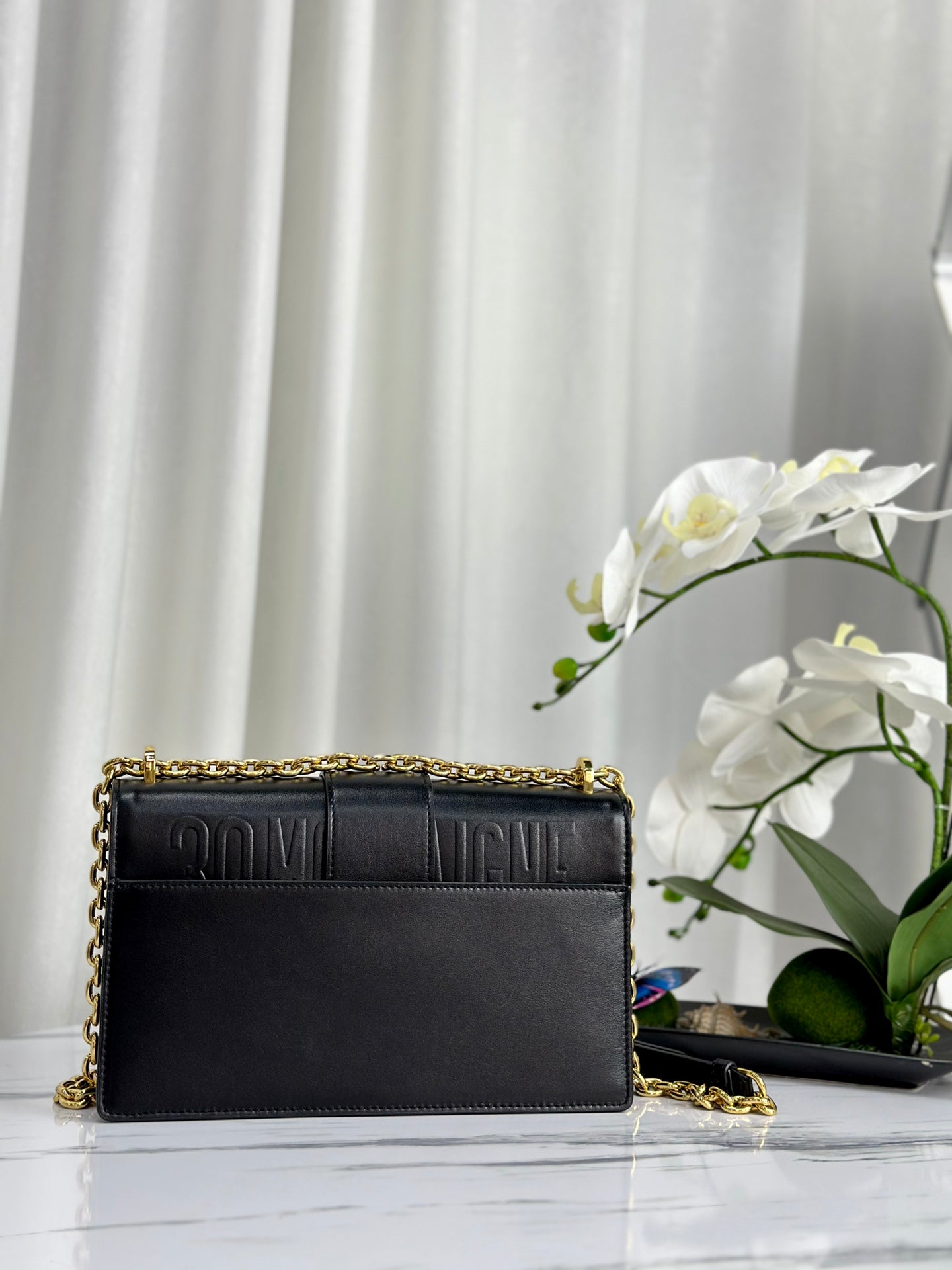 Luxury DiorMONTAIGNE 25 BAG IN BLACK CALFSKIN