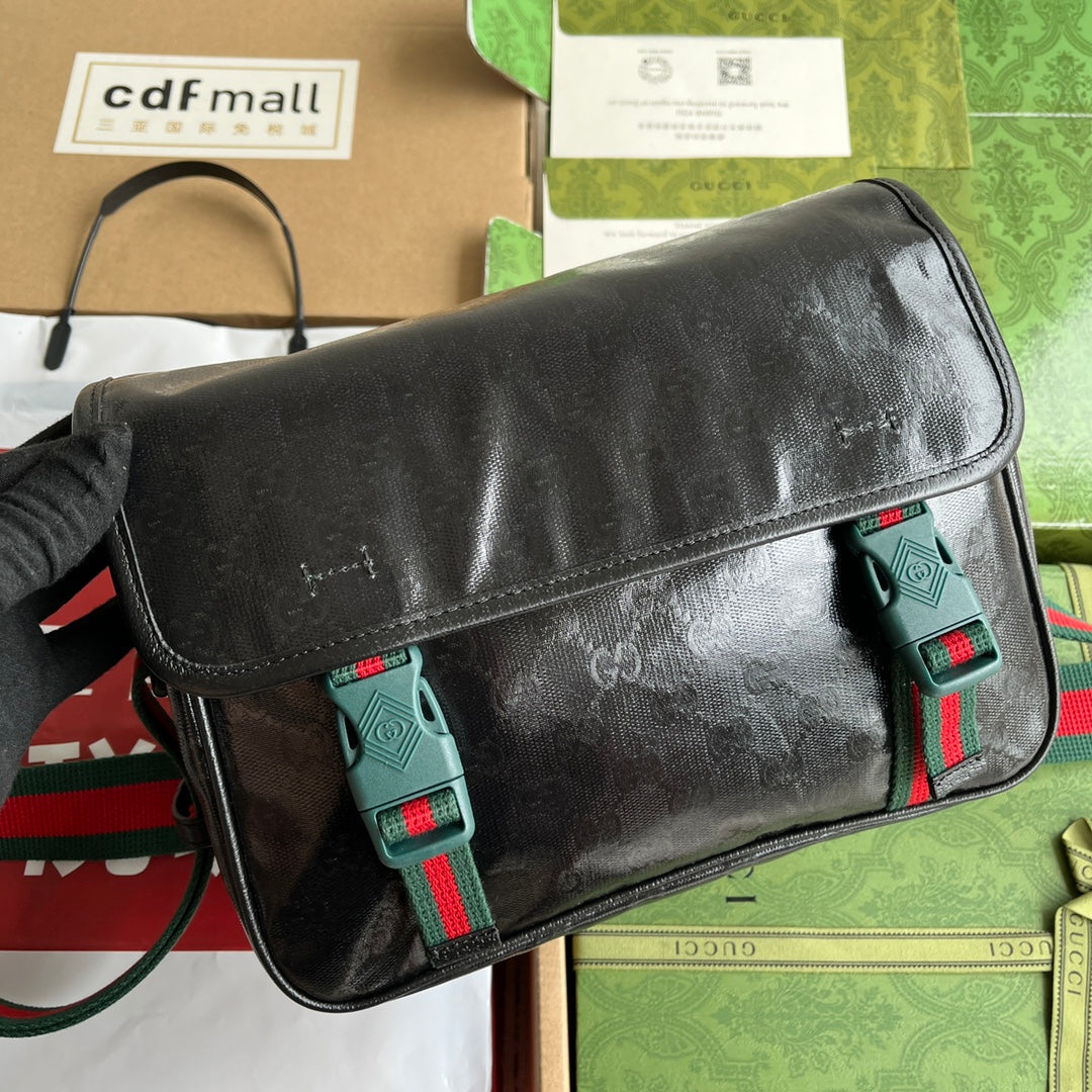 Luxury Gucci MESSENGER BAG 27 IN BLACK MONOGRAM CANVAS