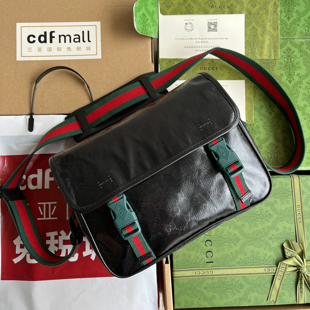 Luxury Gucci MESSENGER BAG 27 IN BLACK MONOGRAM CANVAS