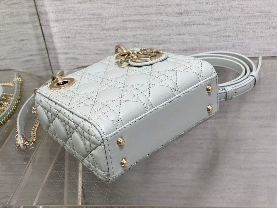 Luxury Diormini lady 17 marian blue lambskin