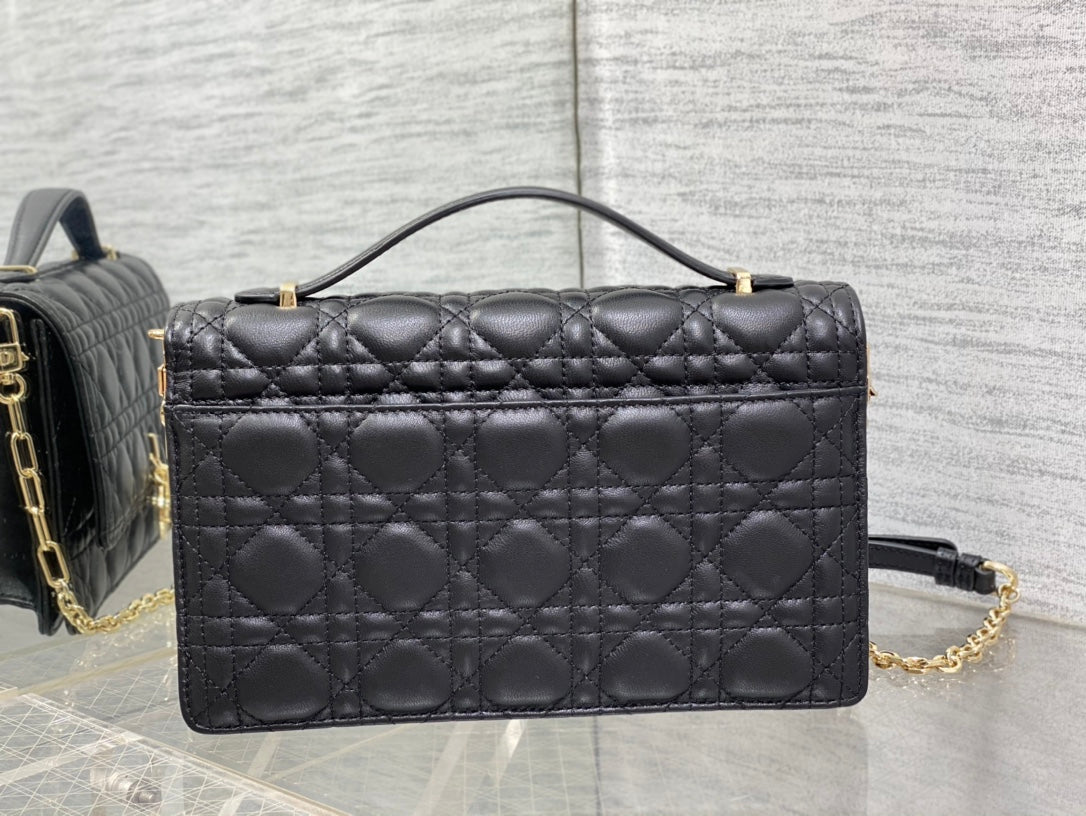 Luxury DiorMY 24 TOP HANDLE BAG BLACK LAMBSKIN