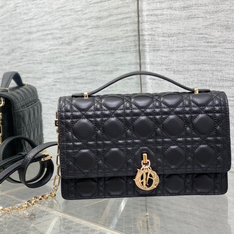 Luxury DiorMISS TOP HANDLE 24CM BLACK LAMBSKIN