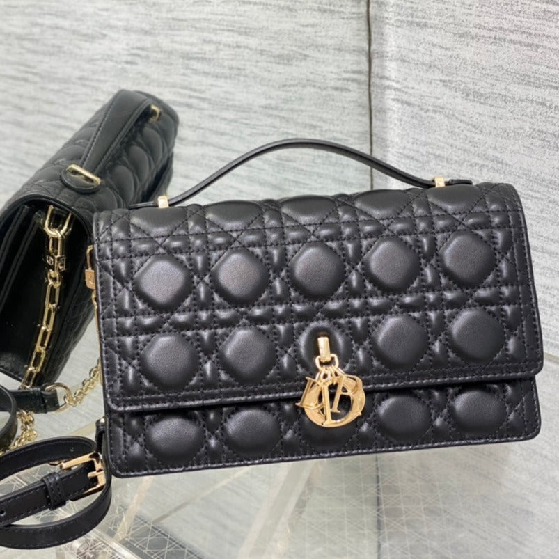 Luxury DiorMY 24 TOP HANDLE BAG BLACK LAMBSKIN