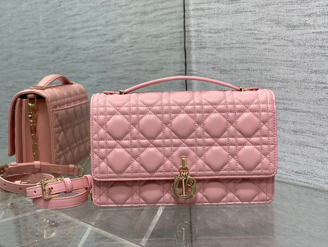 Luxury DiorMY 24 TOP HANDLE BAG PINK LAMBSKIN