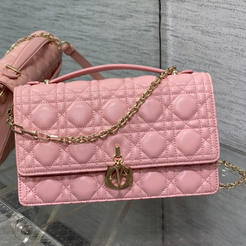 Luxury DiorMY 24 TOP HANDLE BAG PINK LAMBSKIN