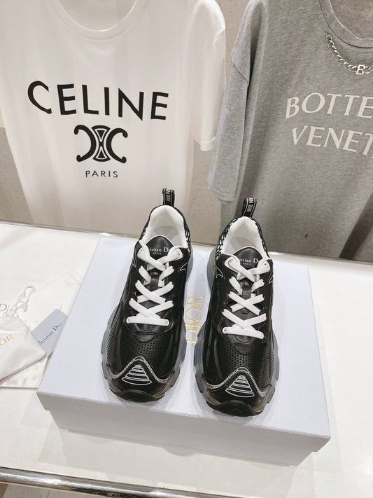 Luxury DiorVibe Sneaker Black Polyester Mesh Fabric And Lambskin