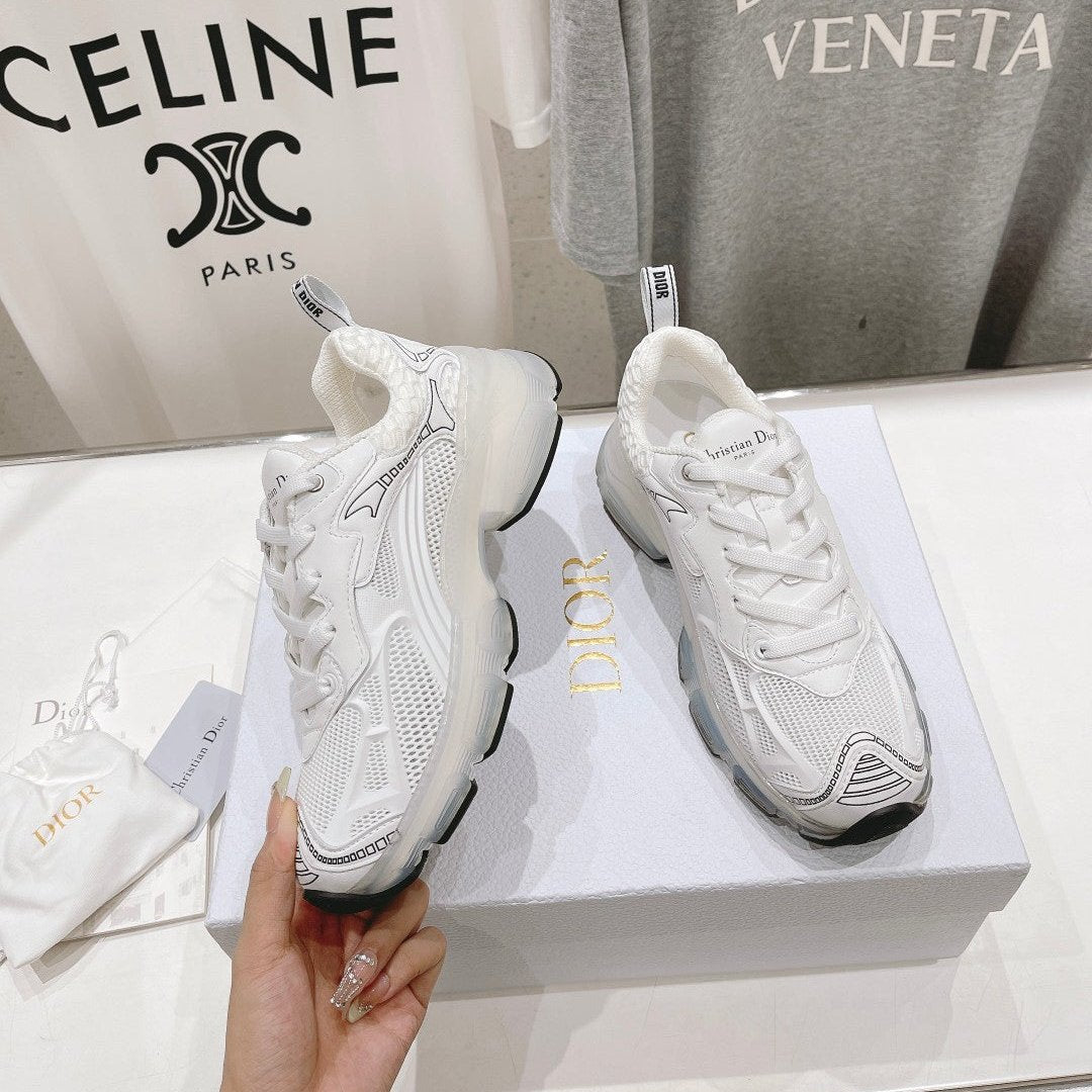 Luxury DiorVibe Sneaker White Polyester Mesh Fabric And Lambskin