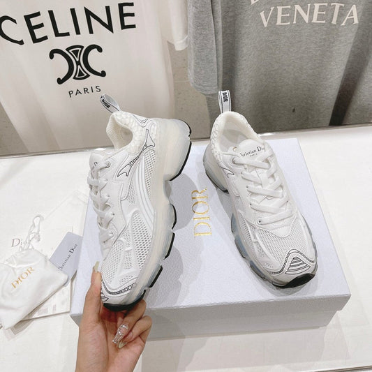 Luxury DiorVibe Sneaker White Polyester Mesh Fabric And Lambskin