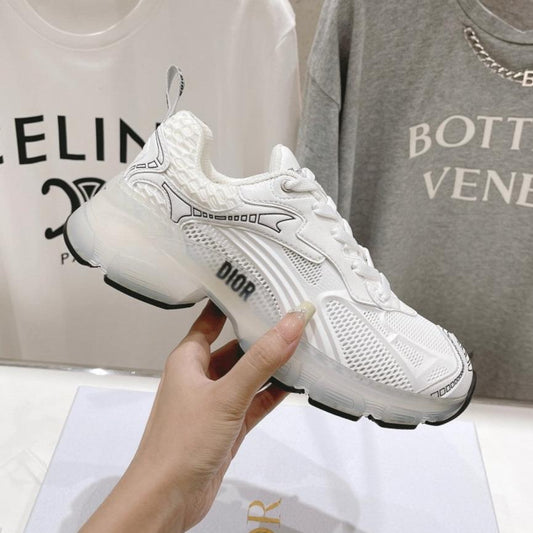 Luxury DiorVibe Sneaker White Polyester Mesh Fabric And Lambskin
