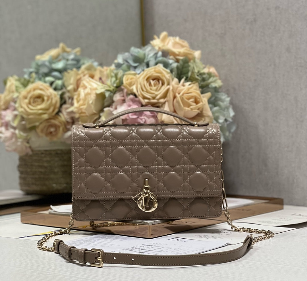 Luxury DiorMISS 24CM DARK BROWN LAMBSKIN