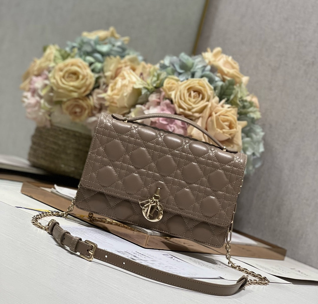 Luxury DiorMISS 24CM DARK BROWN LAMBSKIN