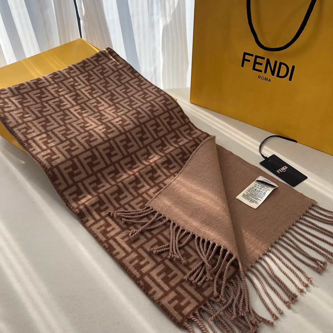 Luxury FendiFF 180 CM SCRAF IN CHOCOLATE BROWN CASHMERE AND WOOL