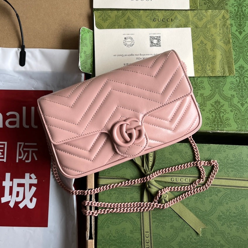Luxury Gucci gg marmont 21cm all pink calfskin