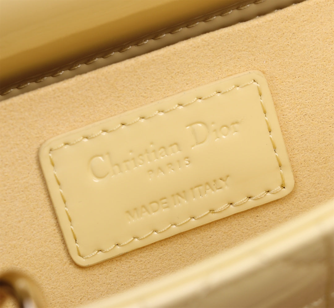 Luxury DiorSMALL LADY D-JOY 22 YELLOW LAMBSKIN