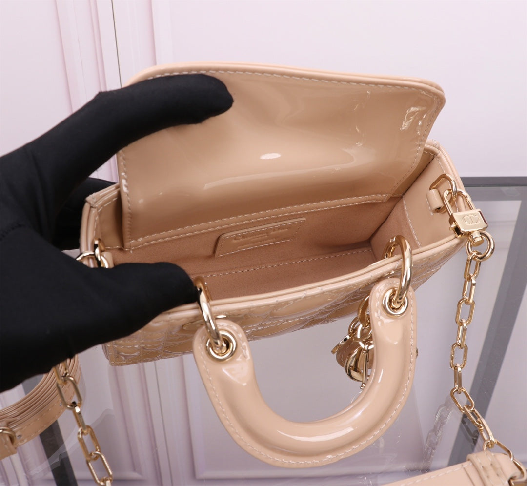 Luxury DiorMICRO LADY D-JOY 16.5 BEIGE LAMBSKIN