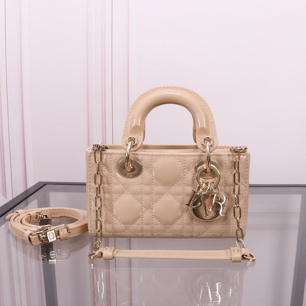 Luxury DiorMICRO LADY D-JOY 16.5 BEIGE LAMBSKIN