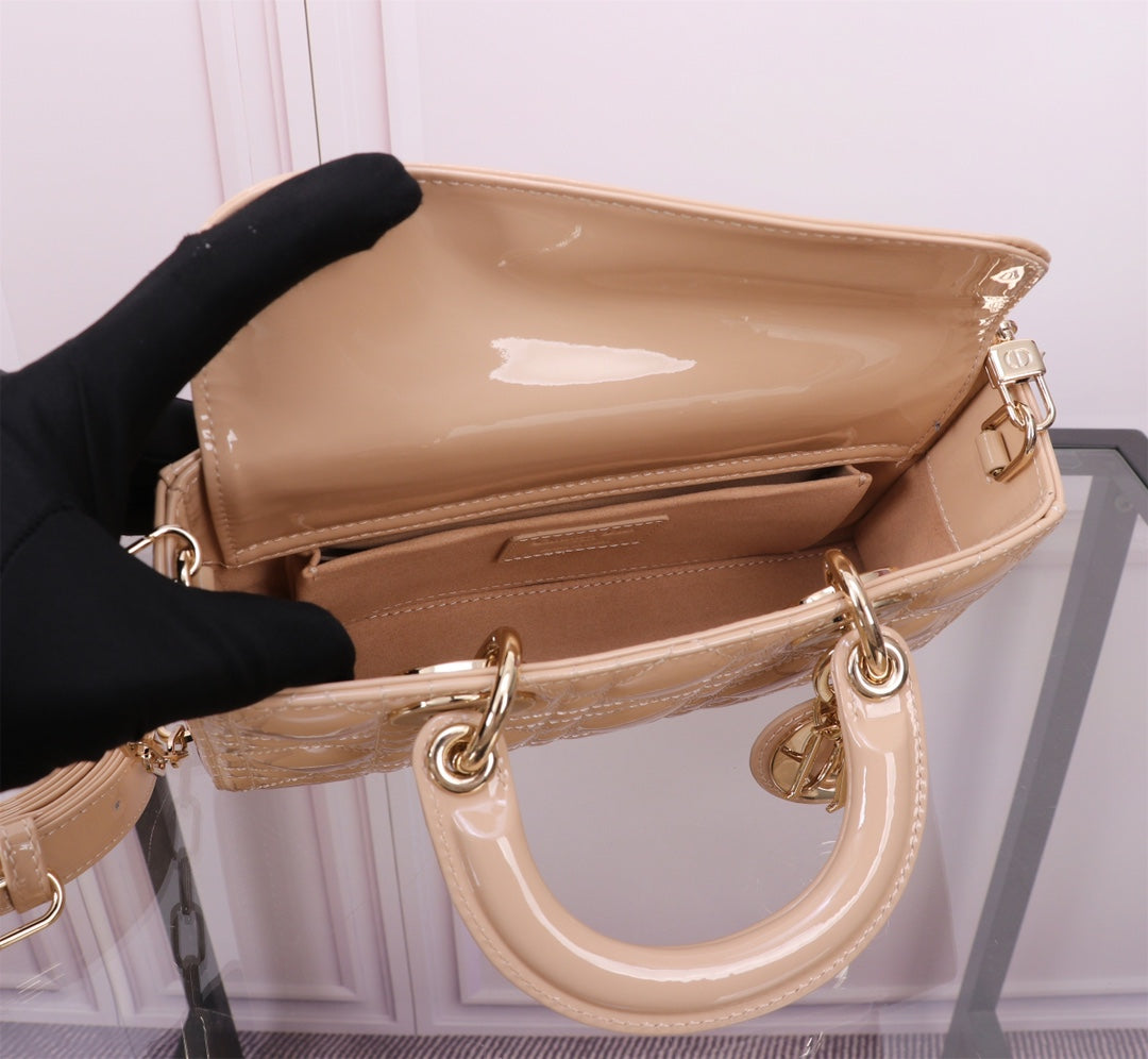 Luxury DiorSMALL LADY D-JOY 22 BEIGE LAMBSKIN