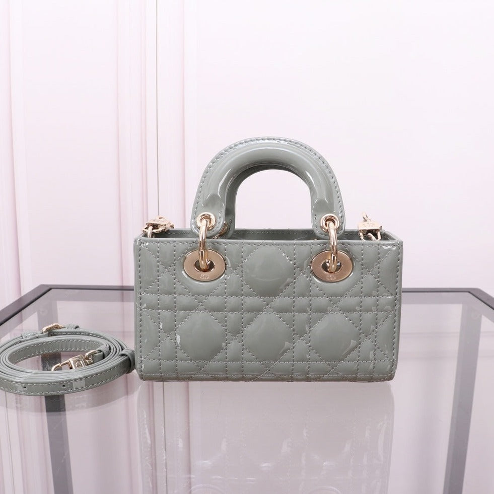 Luxury DiorMICRO LADY D-JOY 16.5  ROCK GRAY LAMBSKIN