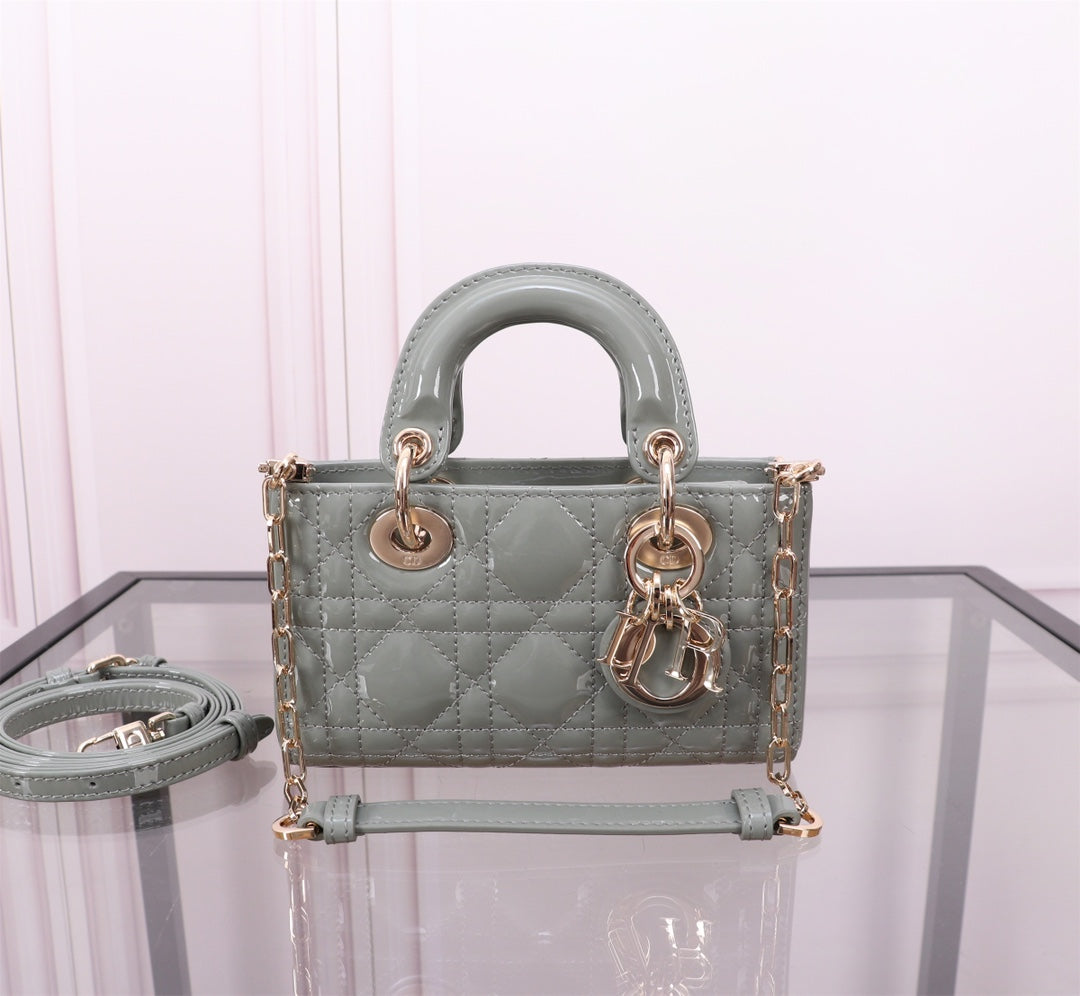 Luxury DiorMICRO LADY D-JOY 16.5  ROCK GRAY LAMBSKIN