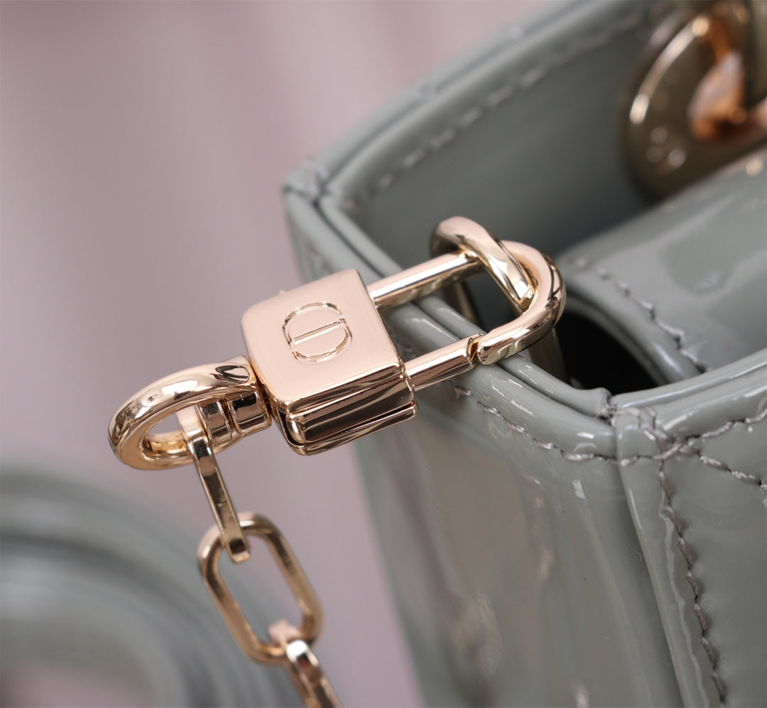 Luxury DiorMICRO LADY D-JOY 16.5  ROCK GRAY LAMBSKIN