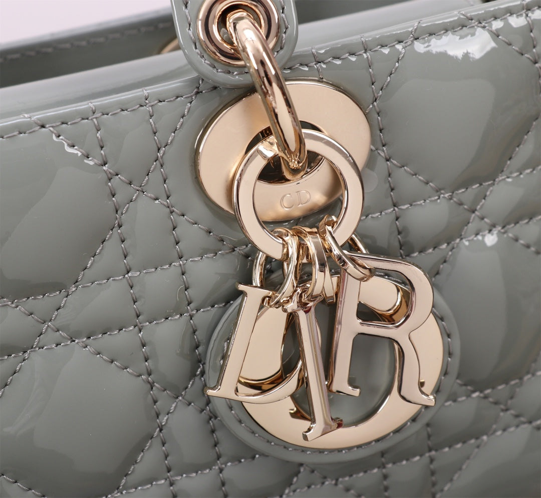 Luxury DiorSMALL LADY D-JOY 22 ROCK GRAY LAMBSKIN