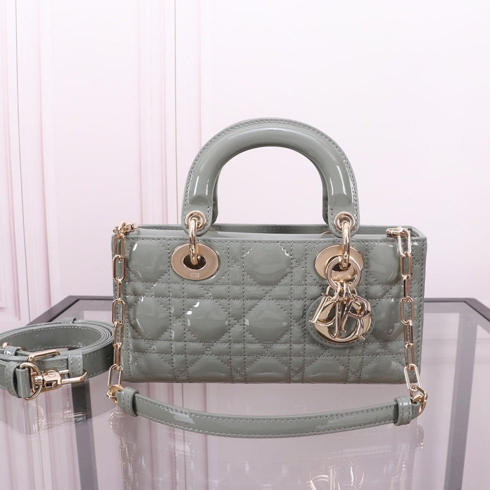 Luxury DiorSMALL LADY D-JOY 22 ROCK GRAY LAMBSKIN