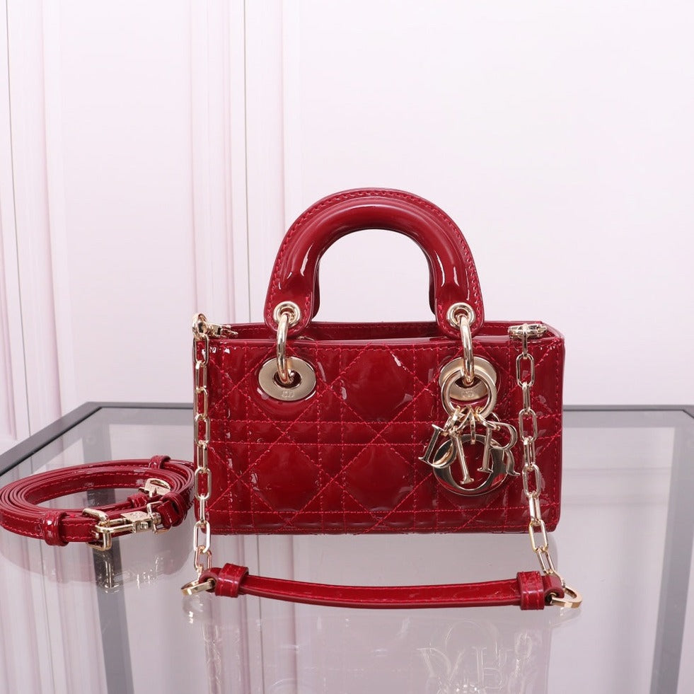 Luxury DiorMICRO LADY D-JOY 16.5 RED PATENT LAMBSKIN