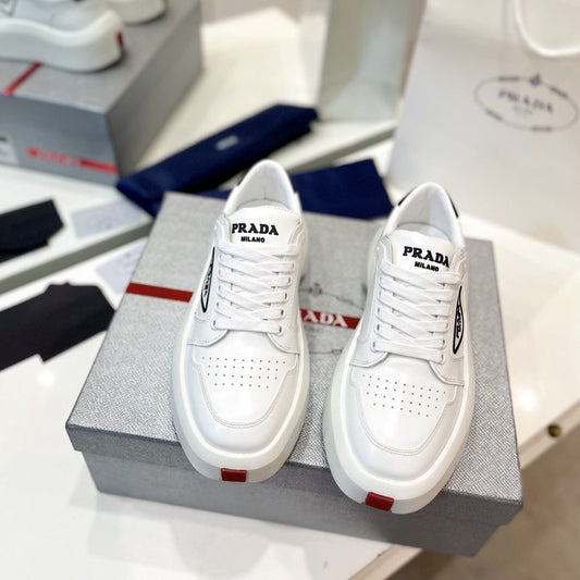 Luxury PradaDOWNTOWN THICK-SOLE SNEAKERS WHITE CALFSKIN