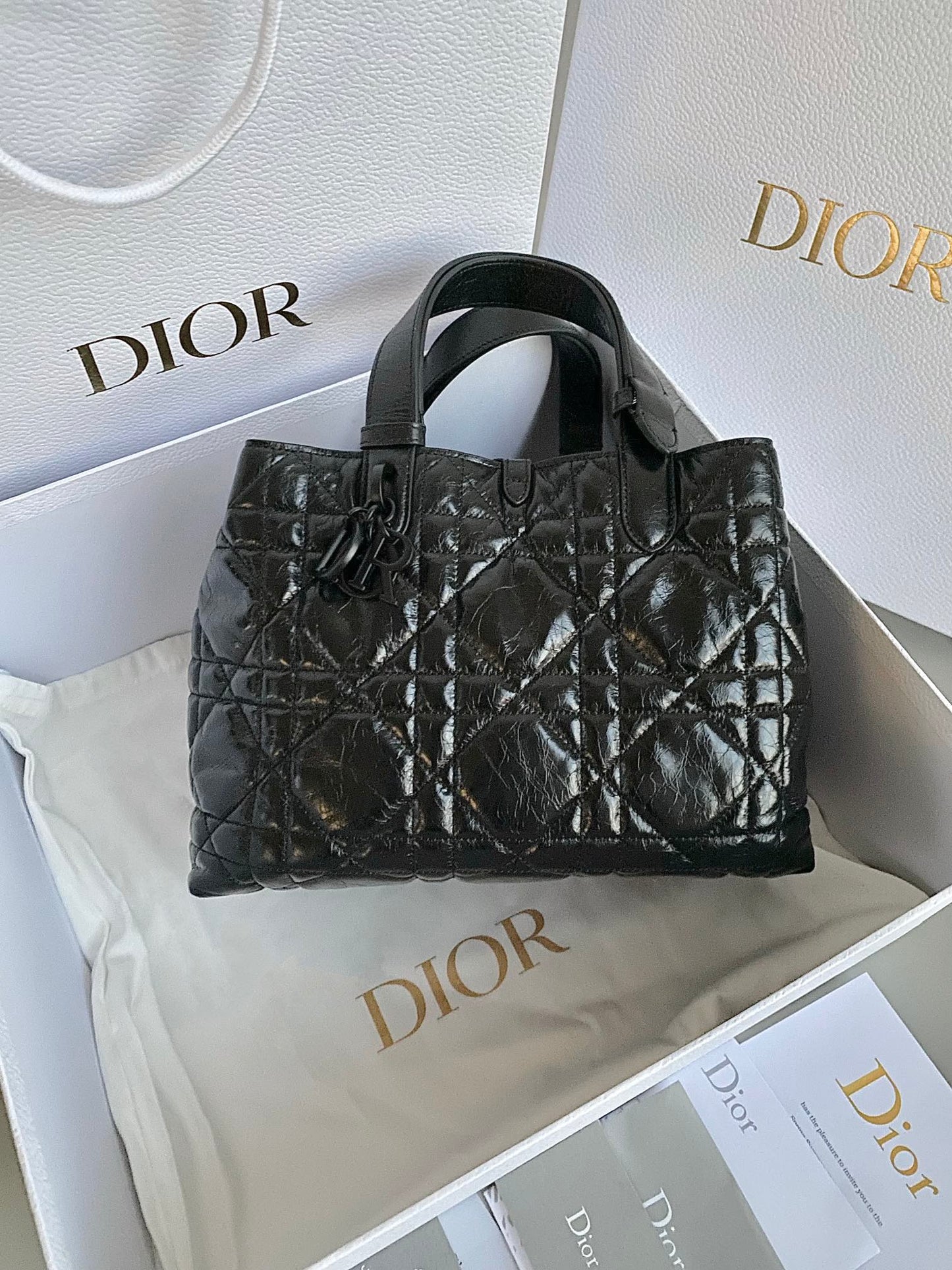 Luxury Diormedium toujours all black calfskin