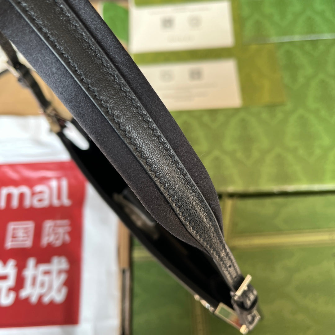 Luxury Gucci SLIM HORSEBIT SMALL SHOULDER BAG 23 IN BLACK CALFSKIN PALLADIUM HARDWARE