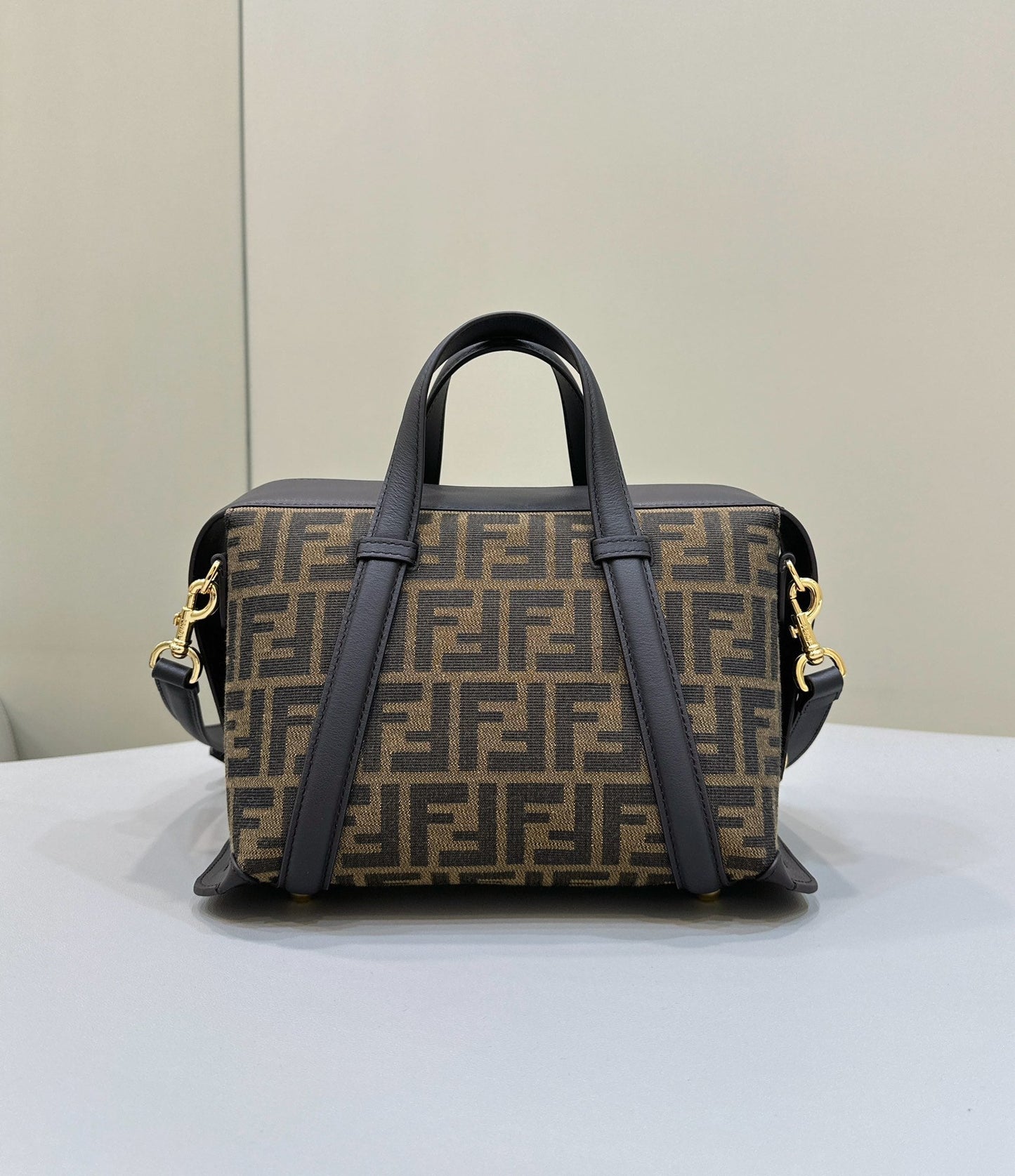 Luxury FendiLuxury Fendi27 BAG IN BROWN MIX BLACK JACQUARD FABRIC WITH CALFSKIN