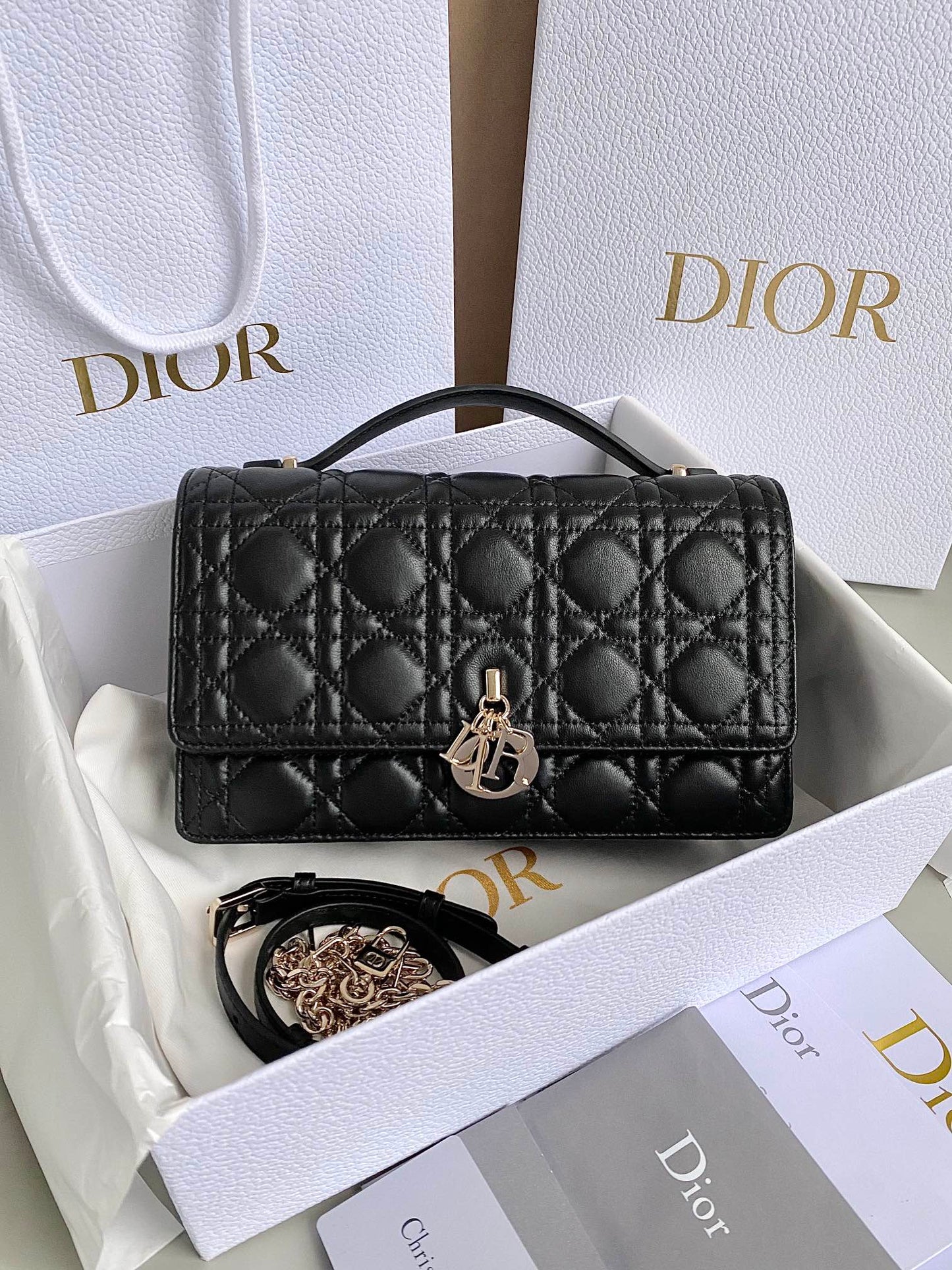 Luxury DiorMISS LADY 24 LARGE BAG IN BLACK LAMBSKIN
