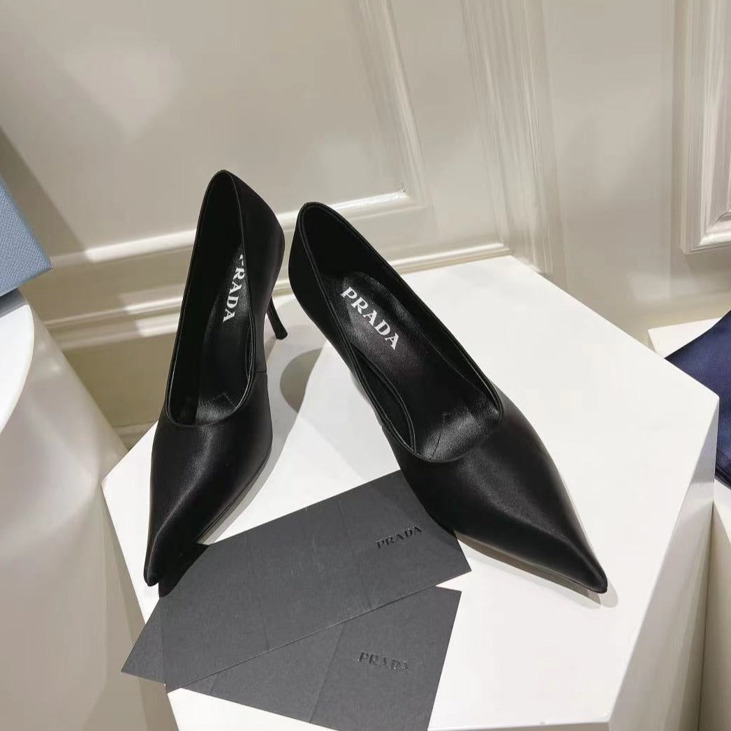Luxury PradaBASIC HIGH-HEELED BLACK SATIN