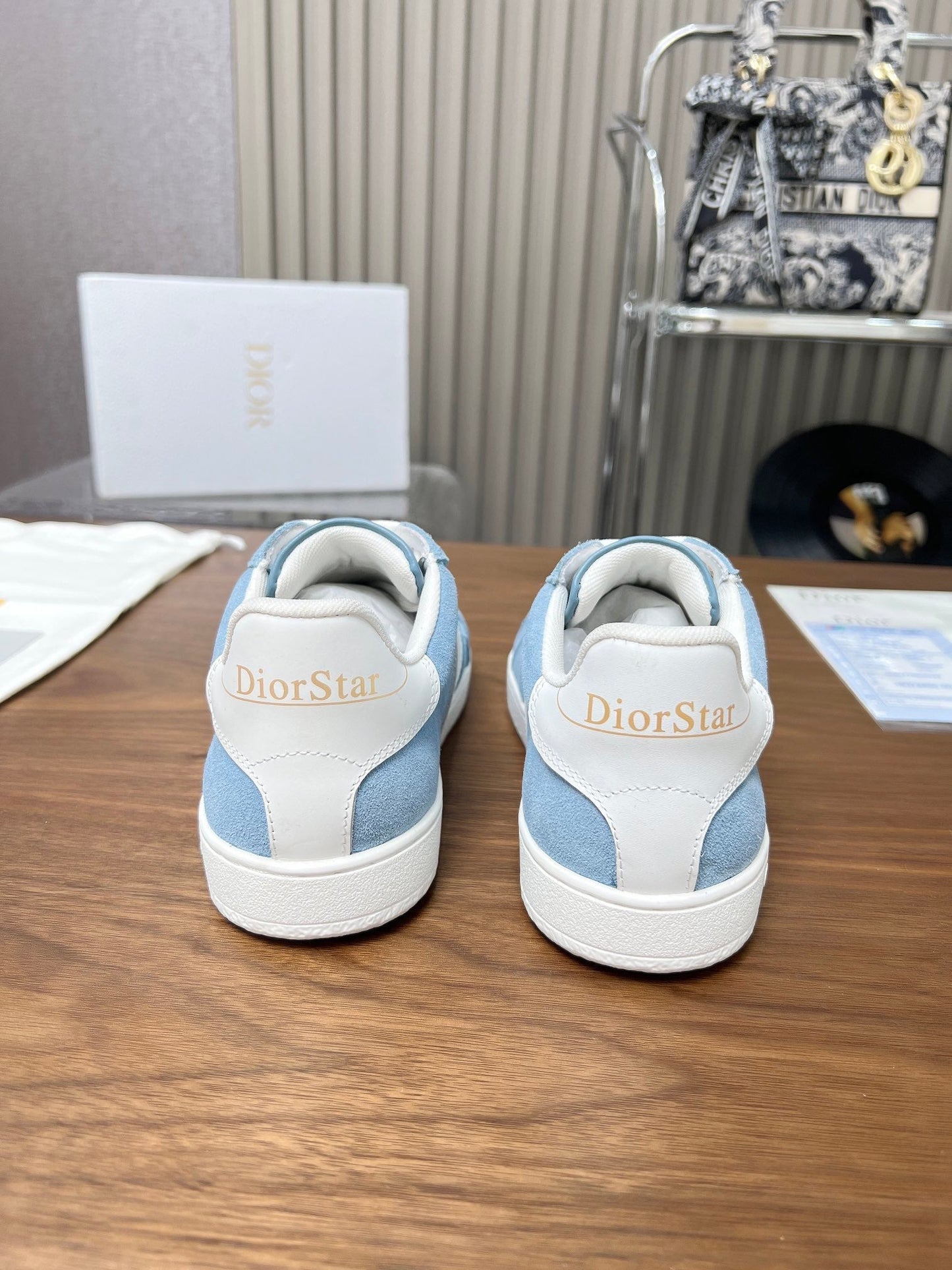 Luxury DiorStar Sneaker Light Blue Suede And Calfskin
